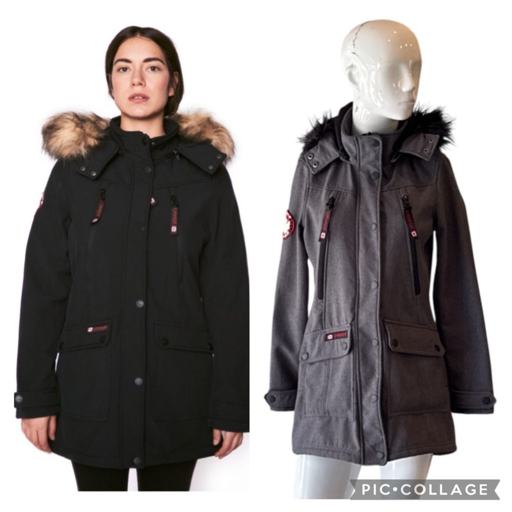 Canada Weather Gear Charcoal Gay Faux Fur Trim Hood Fleece Lined Parka Size S